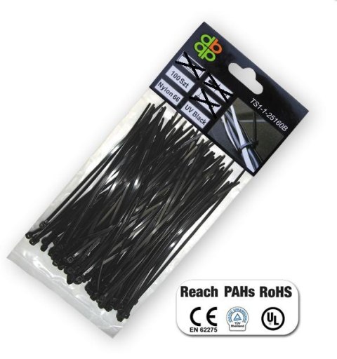 OPASKA PLASTIKOWA CZARNA 7,6 x 450mm 100szt OPASKA PLASTIKOWA CZARNA 7,6 x 450mm 100szt