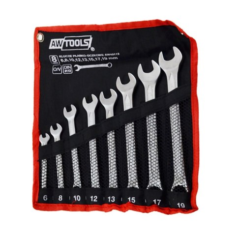 AWTOOLS KLUCZE PŁASKO-OCZKOWE KOMPLET 8elem. 6,8,10,12,13,15,17,19 mm AWTOOLS KLUCZE PŁASKO-OCZKOWE KOMPLET 8elem. 6,8,10,12,13,15,17,19 mm