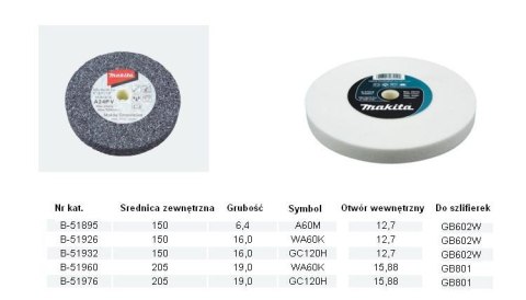 KAMIEŃ DO SZKIFIERKI STOŁOWEJ A60M 150 x 6,4 x 12,7mm KAMIEŃ DO SZKIFIERKI STOŁOWEJ A60M 150 x 6,4 x 12,7mm