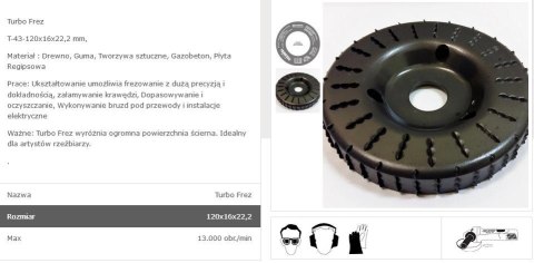 TARPOL FREZ TARNIKOWY 120/18mm T-43 TARPOL FREZ TARNIKOWY 120/18mm T-43