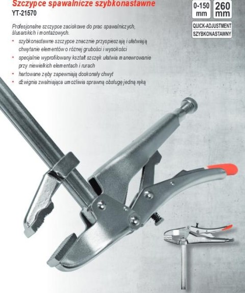 YATO SZCZYPCE ZACISKOWE SPAWALNICZE 150mm 21570 YATO SZCZYPCE ZACISKOWE SPAWALNICZE 150mm 21570