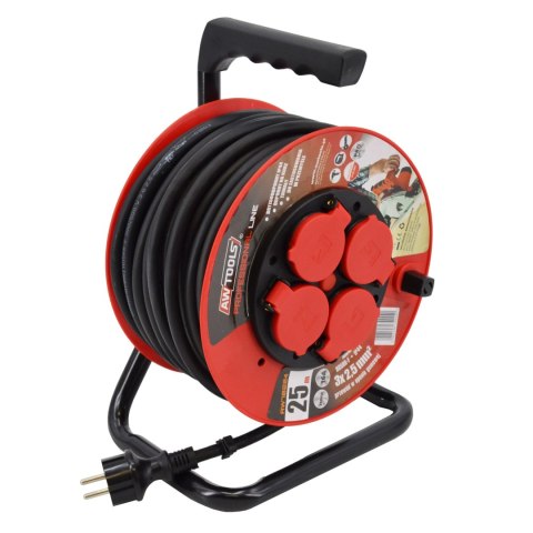 AWTOOLS PRZEDŁUŻACZ BĘBEN PROFESSIONAL 25m 3x1,5 mm 16A / 3680W / IP44 AWTOOLS PRZEDŁUŻACZ BĘBEN PROFESSIONAL 25m 3x1,5 mm 16A / 3680W / IP44
