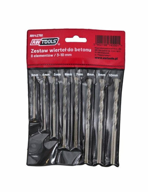 AWTOOLS WIERTŁA DO BETONU KOMPLET 8elem. /3-4-5-6-7-8-9-10mm/ AWTOOLS WIERTŁA DO BETONU KOMPLET 8elem. /3-4-5-6-7-8-9-10mm/