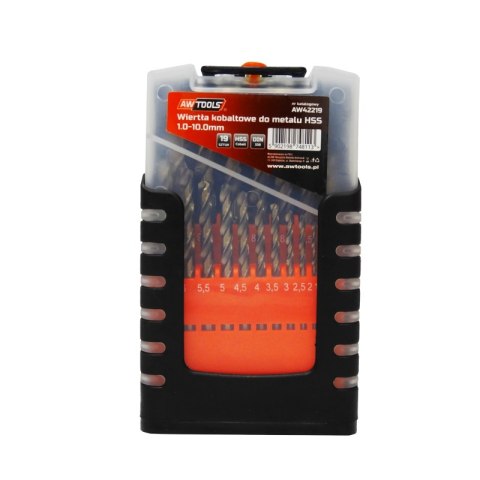 AWTOOLS WIERTŁA DO METALU 1,0-10,0mm / KOBALTOWE / KOMPLET 19 SZTUK AWTOOLS WIERTŁA DO METALU 1,0-10,0mm / KOBALTOWE / KOMPLET 19 SZTUK