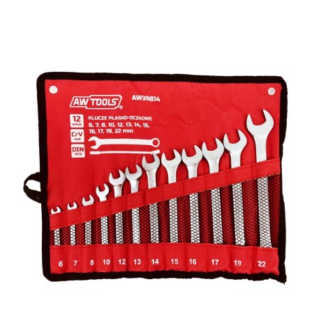 AWTOOLS KLUCZ KOMPLET PŁASKO-OCZKOWE 12szt. /6mm-22mm 6,7,8,10,12,13,14,15,16,17,19,22 AWTOOLS KLUCZ KOMPLET PŁASKO-OCZKOWE 12szt. /6mm-22mm 6,7,8,10,12,13,14,15,16,17,19,22