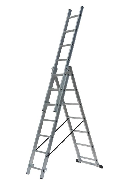 AWTOOLS DRABINA ALUMINIOWA 3x8 STOPNI 150KG ADAPATACJA NA SCHODY AWTOOLS DRABINA ALUMINIOWA 3x8 STOPNI 150KG ADAPATACJA NA SCHODY