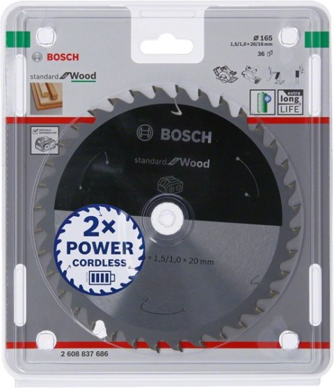 BOSCH PIŁA STANDARD WOOD ACCU 165x20x36z BOSCH PIŁA STANDARD WOOD ACCU 165x20x36z