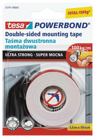 TESA TAŚMA DWUSTRONNA POWERBOND 1,5m x 19mm ULTRA STRONG