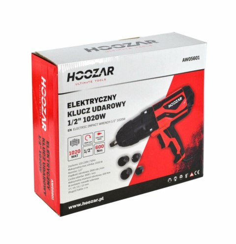 HOOZAR KLUCZ ELEKTRYCZNY UDAROWY 1020W 1/2" 600Nm HOOZAR KLUCZ ELEKTRYCZNY UDAROWY 1020W 1/2" 600Nm