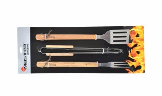 MASTER GRILL ZESTAW AKCESORIÓW DO GRILLA 3 szt. /DREWNIANE UCHWYTY