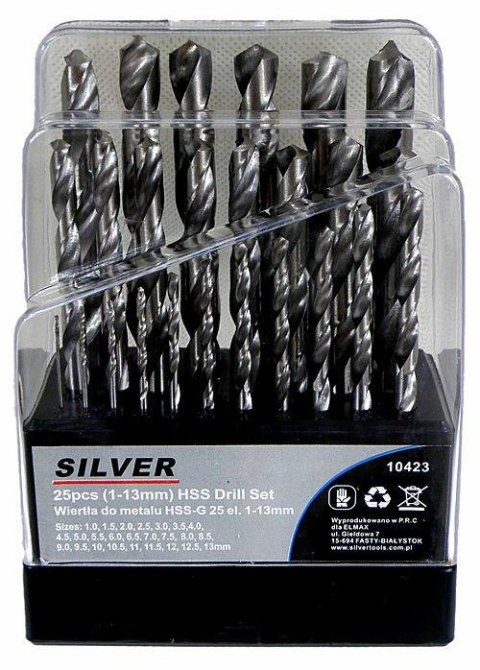 WIERTŁO METAL BIAŁE KPL. 25szt. /SILVER WIERTŁO METAL BIAŁE KPL. 25szt. /SILVER