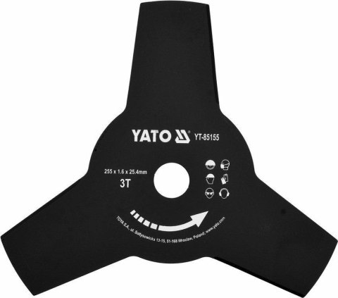 YATO NÓŻ DO KOSY / TARCZA DO PODKASZARKI 255mm 25,4mm YATO NÓŻ DO KOSY / TARCZA DO PODKASZARKI 255mm 25,4mm