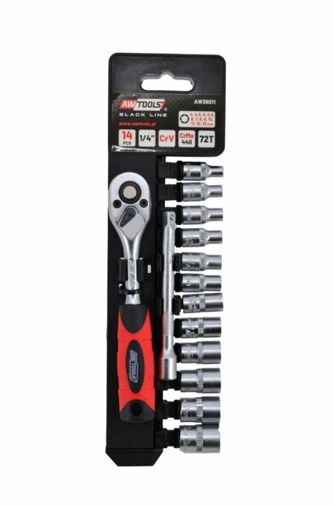 AWTOOLS ZESTAW KLUCZY 1/4" 14 elem. BLACK LINE AWTOOLS ZESTAW KLUCZY 1/4" 14 elem. BLACK LINE