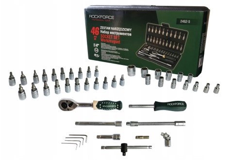 ROCKFORCE ZESTAW KLUCZY 1/4" 46el. ROCKFORCE ZESTAW KLUCZY 1/4" 46el.