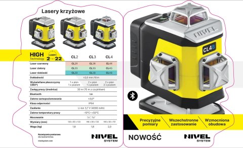 NIVEL SYSTEM LASER KRZYZOWY CL4R 4x360 wiązka czerwona
