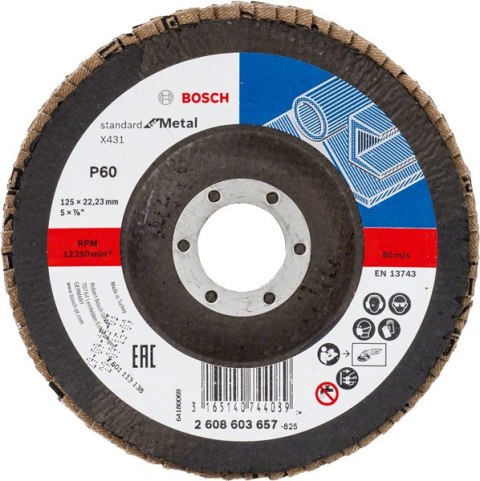 BOSCH ŚCIERNICA LISTKOWA 125mm X431 P 60 STANDARD FOR METAL WYPUKŁA BOSCH ŚCIERNICA LISTKOWA 125mm X431 P 60 STANDARD FOR METAL WYPUKŁA