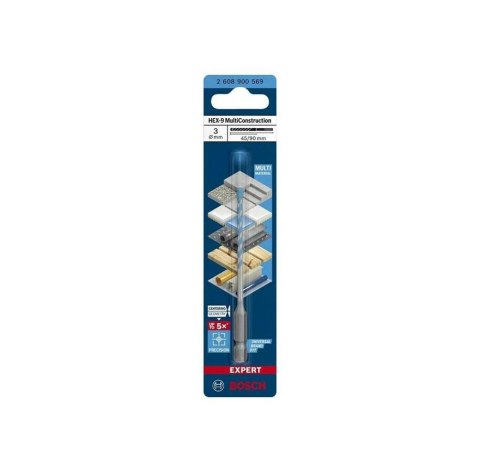 BOSCH WIERTŁO HEX-9 MULTICONSTRUCTION 3 x 45 x 90mm BOSCH WIERTŁO HEX-9 MULTICONSTRUCTION 3 x 45 x 90mm
