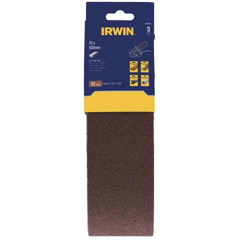 IRWIN PASY BEZKOŃCOWE DO ELEKTRONARZĘDZI 75mm x 533mm, P 40 /do metalu, drewna, farby i tworzyw szt IRWIN PASY BEZKOŃCOWE DO ELEKTRONARZĘDZI 75mm x 533mm, P 40 /do metalu, drewna, farby i tworzyw szt