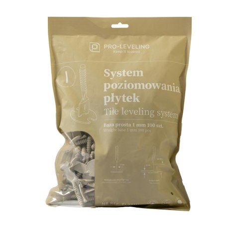 SYSTEM POZIOMOWANIA PŁYTEK BAZA PROSTA 1mm /100szt. PRO-LEVELING SYSTEM POZIOMOWANIA PŁYTEK BAZA PROSTA 1mm /100szt. PRO-LEVELING