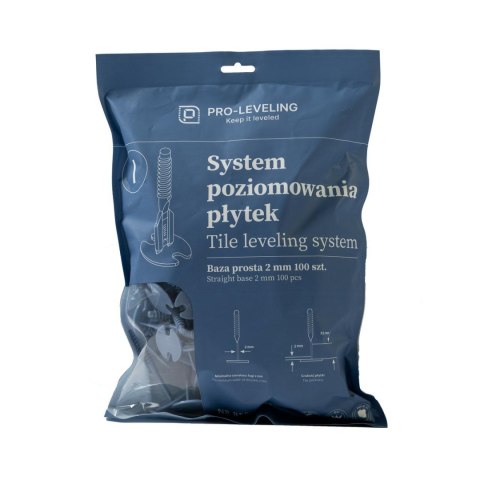 SYSTEM POZIOMOWANIA PŁYTEK BAZA PROSTA 2mm /100szt. PRO-LEVELING SYSTEM POZIOMOWANIA PŁYTEK BAZA PROSTA 2mm /100szt. PRO-LEVELING