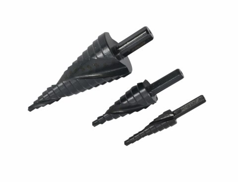 AW WIERTŁO STOPNIOWE SPIRALNE KPL. 3szt./ 4-12 4-20 4-32mm/ AICrN/ CZARNE/ ETUI PLASTIK. AW WIERTŁO STOPNIOWE SPIRALNE KPL. 3szt./ 4-12 4-20 4-32mm/ AICrN/ CZARNE/ ETUI PLASTIK.
