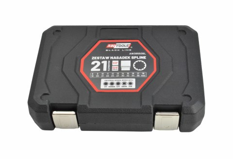 AWTOOLS ZESTAW NASADEK SPLINE 21el. 12-KĄT. BLACK LINE AWTOOLS ZESTAW NASADEK SPLINE 21el. 12-KĄT. BLACK LINE