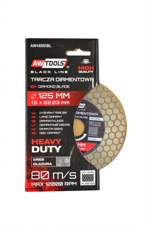 AWTOOLS TARCZA DIAMENTOWA 125x22,2 / PLASTER MIODU 2w1 BLACK LINE AWTOOLS TARCZA DIAMENTOWA 125x22,2 / PLASTER MIODU 2w1 BLACK LINE
