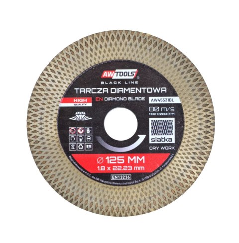 AWTOOLS TARCZA DIAMENTOWA 125mmx1,9x22,2 TURBO BLACK LINE AWTOOLS TARCZA DIAMENTOWA 125mmx1,9x22,2 TURBO BLACK LINE