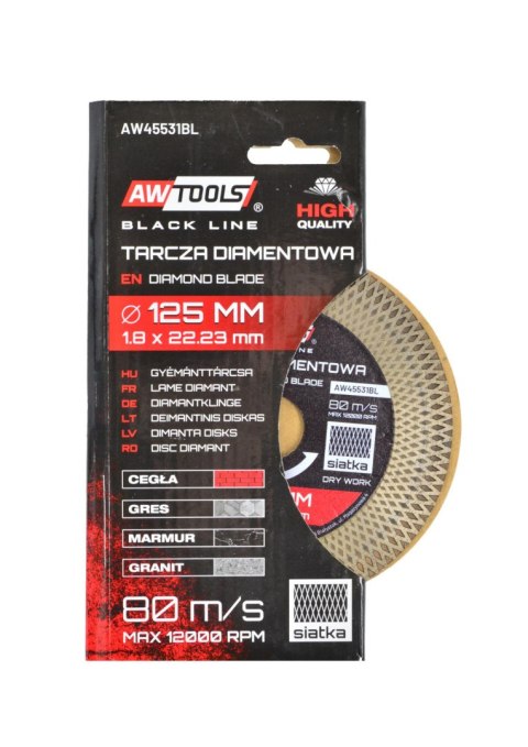 AWTOOLS TARCZA DIAMENTOWA 125mmx1,9x22,2 TURBO BLACK LINE AWTOOLS TARCZA DIAMENTOWA 125mmx1,9x22,2 TURBO BLACK LINE