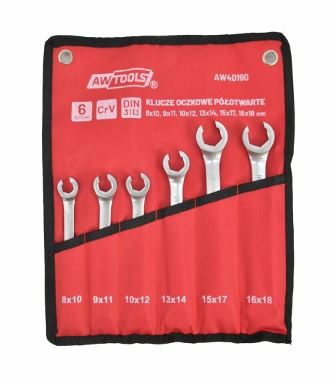 AWTOOLS ZESTAW KLUCZY PŁASKICH PÓŁOTWARTYCH KPL.6szt. AWTOOLS ZESTAW KLUCZY PŁASKICH PÓŁOTWARTYCH KPL.6szt.