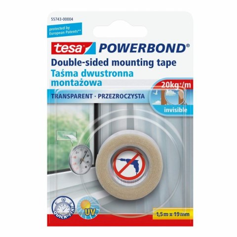 TESA TAŚMA DWUSTRONNA POWERBOND 1,5m x 19mm PRZEZROCZYSTA TESA TAŚMA DWUSTRONNA POWERBOND 1,5m x 19mm PRZEZROCZYSTA
