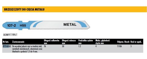 DEWALT BRZESZCZOT DO WYRZYNARKI 76mm 5szt. METAL DEWALT BRZESZCZOT DO WYRZYNARKI 76mm 5szt. METAL