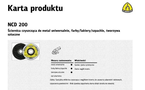 KLINGSPOR ŚCIERNICA CZYSZCZĄCA 125mm NCD 200 KLINGSPOR ŚCIERNICA CZYSZCZĄCA 125mm NCD 200