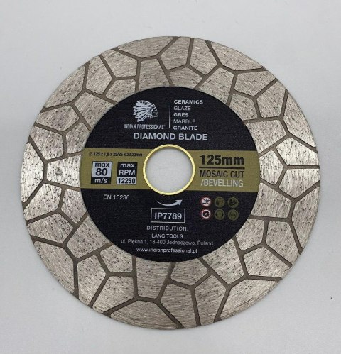 TARCZA DIAMENTOWA 125mm x 2,0mm x 22,2mm MOSAIC CUT /INDIAN PROFESSIONAL TARCZA DIAMENTOWA 125mm x 2,0mm x 22,2mm MOSAIC CUT /INDIAN PROFESSIONAL