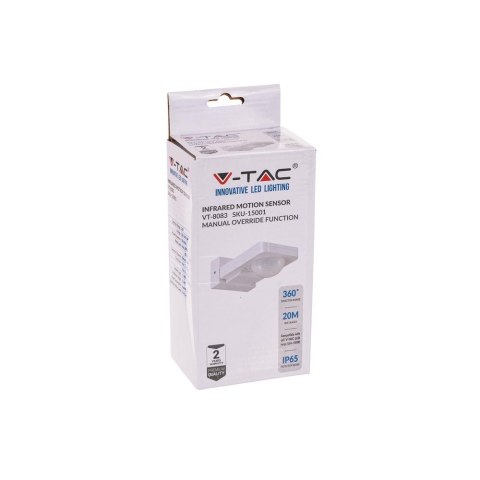 Czujnik Ruchu Podczerwień Ścienny Biały 360st 1000W LED V-TAC VT-8083-W Czujnik Ruchu Podczerwień Ścienny Biały 360st 1000W LED V-TAC VT-8083-W