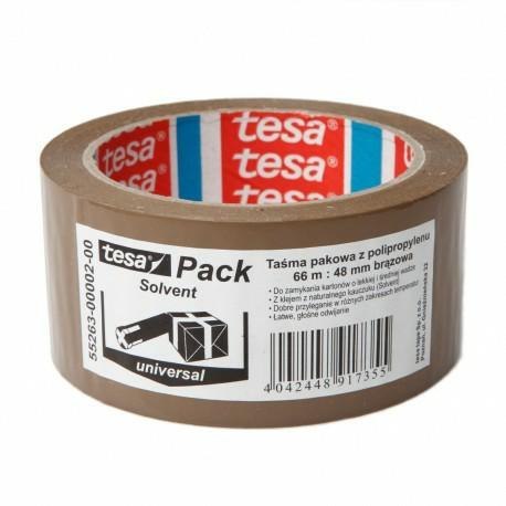 Taśma pakowa SOLVENT 66m:48mm, brązowa Taśma pakowa SOLVENT 66m:48mm, brązowa