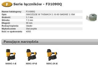 BOSTITCH GWOŹDZIE F 3,10 x 90mm 4050szt. F31090Q BOSTITCH