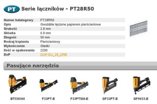 BOSTITCH GWOŹDZIE PT 33` 2,8 x 50mm RING 2200 szt. BOSTITCH