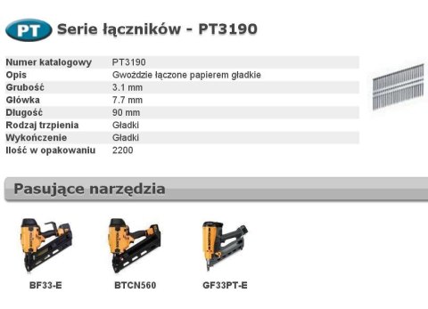 BOSTITCH GWOŹDZIE PT 33` 3,1 x 90mm 2200 szt. BOSTITCH