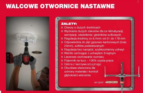 MILWAUKEE OTWORNICA ROZSUWANA DO PŁYT G/K 51-178mm MILWAUKEE