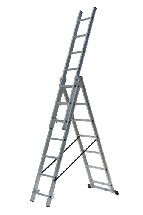 AWTOOLS DRABINA ALUMINIOWA 3x9 STOPNI 150KG ADAPATACJA NA SCHODY AWTOOLS AWTOOLS DRABINA ALUMINIOWA 3x9 STOPNI 150KG ADAPATACJA NA SCHODY AWTOOLS