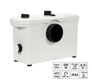 FALA POMPA WC 600W Z ROZDRABNIACZEM TOYA