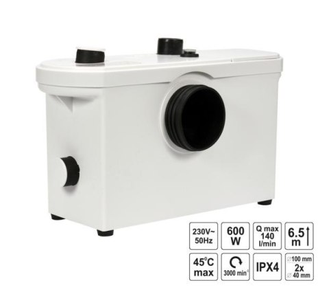 FALA POMPA WC 600W Z ROZDRABNIACZEM TOYA