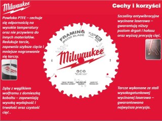 MILWAUKEE PIŁA TARCZOWA 190x30x1,6x24ATB ATB CSB P W - DREWNO - SZYBKIE CIĘCIE >>> 4932498976 MILWAUKEE