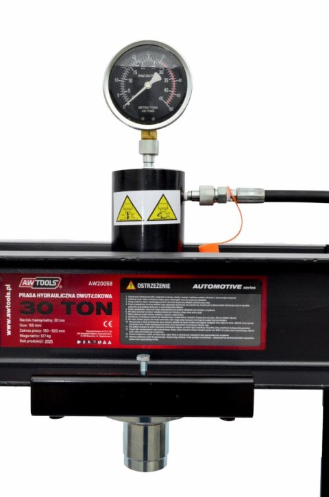 AWTOOLS PRASA HYDRAULICZNA Z MANOMOMETREM 30T / PODWÓJNY TŁOK AWTOOLS