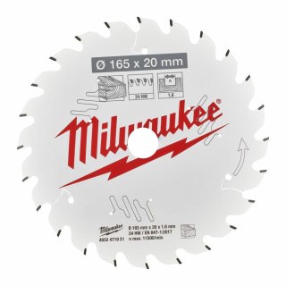 MILWAUKEE PIŁA TARCZOWA 165x20x1,6x40z MILWAUKEE