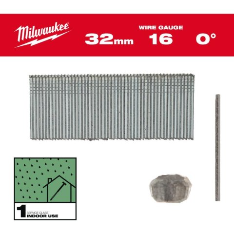 MILWAUKEE SZTYFTY 16G/25mm/0° DO M18 FN16GS /5000szt. MILWAUKEE
