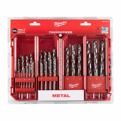 MILWAUKEE WIERTŁA DO METALU HSS-G THUNDERWEB KOMPLET 25 sztuk 1-13mm MILWAUKEE