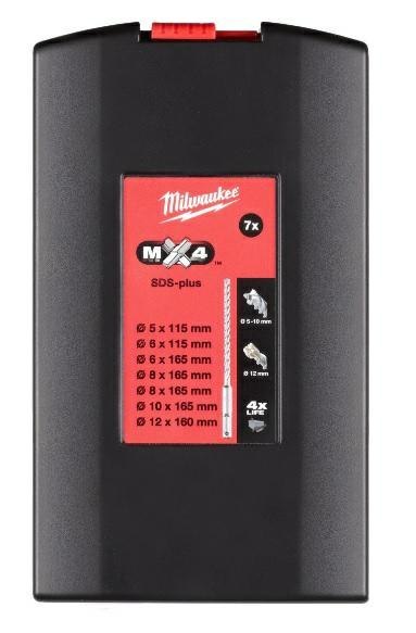 MILWAUKEE WIERTŁA SDS KWADRAT 4-OSTRZOWE KPL.7 elem. MILWAUKEE