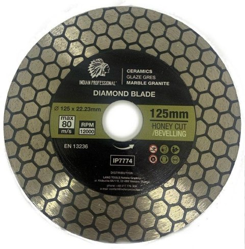TARCZA DIAMENTOWA 125mm x 1,5mm x 22,2mm HONEY CUT INDIAN PROFESSIONAL INDIAN PROFESSIONAL